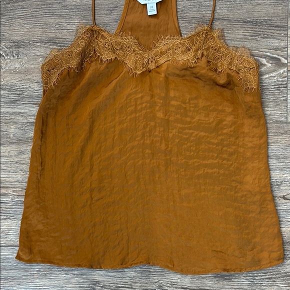 Nine West Burnt Gold Lace Silk Camisole ideal for layering Women's Size XS - Picture 6 of 10